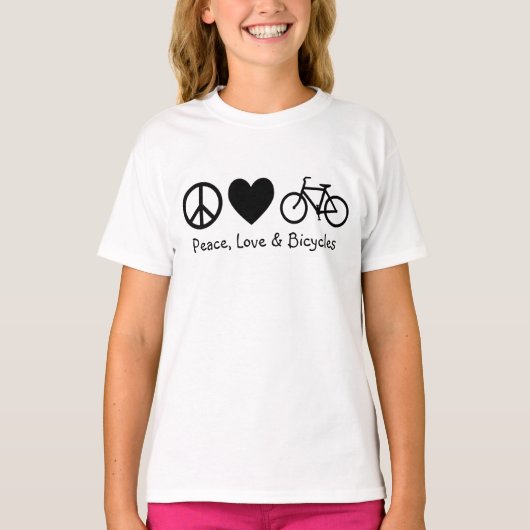 平和、愛と自転車 Tシャツ (正面)