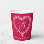 平和、愛の喜び赤いヤドリギのカスタムクリスマス 紙コップ (裏面)