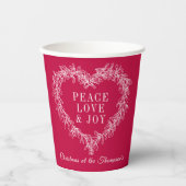 平和、愛の喜び赤いヤドリギのカスタムクリスマス 紙コップ (正面)