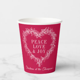 平和、愛の喜び赤いヤドリギのカスタムクリスマス 紙コップ