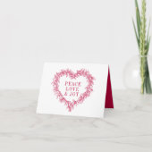 平和、愛の喜び赤いヤドリギのハートクリスマス シーズンカード (正面)