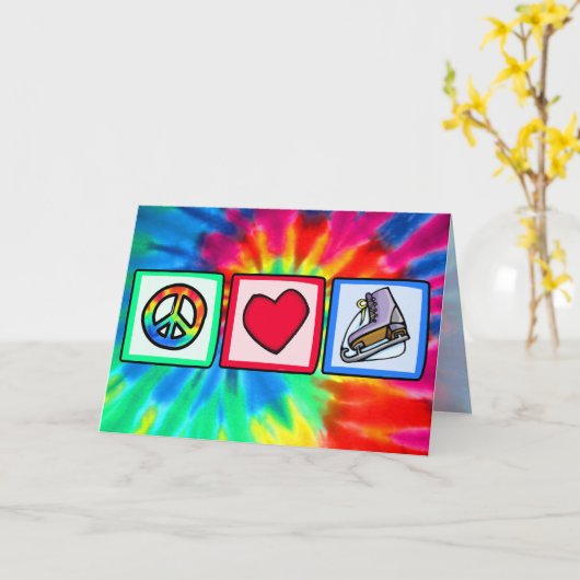 平和、愛は、アイススケートします カード (黄色い花)