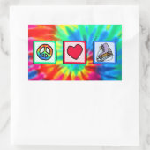 平和、愛は、アイススケートします 長方形シール (バッグ)