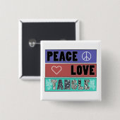 平和、愛及びもつれボタン 缶バッジ (正面&裏面)