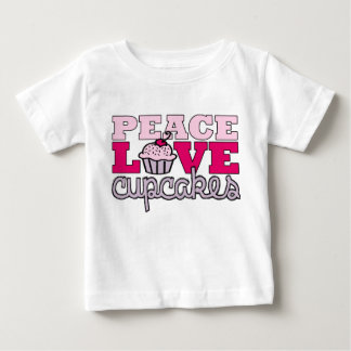 平和、愛及びカップケーキ! ベビーTシャツ