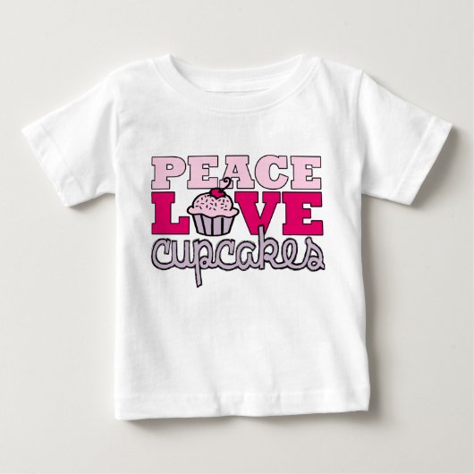 平和、愛及びカップケーキ! ベビーTシャツ (正面)