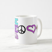 平和、愛及びカップケーキ! マグの紫色 コーヒーマグカップ (正面右)