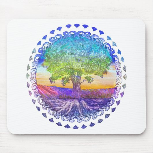 平和、愛及びバランス生命の樹 マウスパッド (正面)