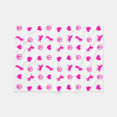 平和、愛及びピンクのユニコーン、余りに! フリースブランケット (正面(横))