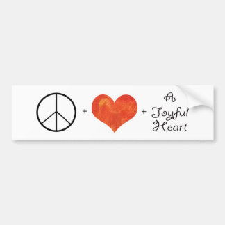平和、愛及び嬉しいハート バンパーステッカー