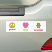 平和、愛及び微積分のバンパーステッカー バンパーステッカー (車上)