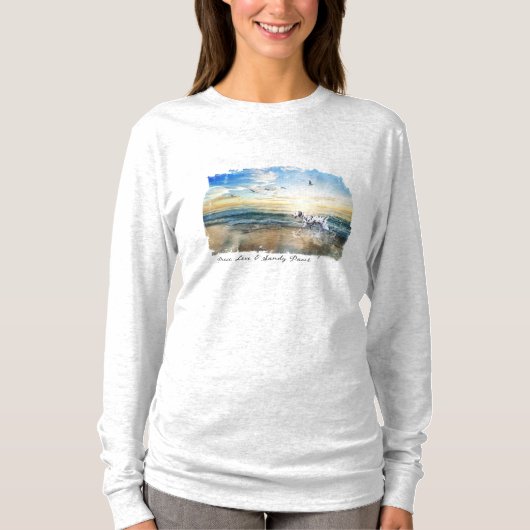 平和、愛及びDalmatianサンディの足 Tシャツ (正面)