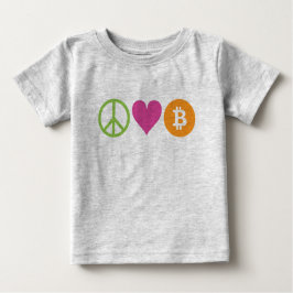 平和、愛、およびビットコイン幼児ティー ベビーTシャツ