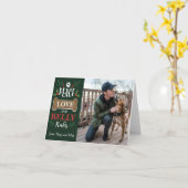 平和 愛 お腹のマッサージ 犬 幸せなホリデー クリスマス カード (黄色い花)