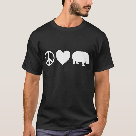 平和 愛 そしてカバ Tシャツ (正面)