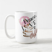 "平和、愛、そしてコーヒー" マグカップ (左)