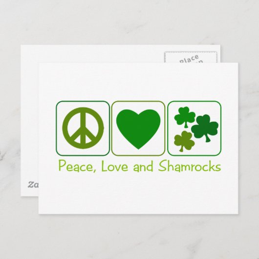 平和、愛、そしてシャムロック ポストカード (正面/裏面)