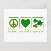 平和、愛、そしてシャムロック ポストカード (正面)