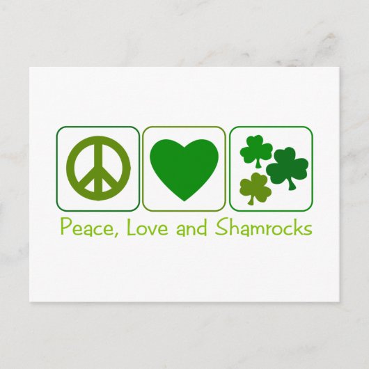 平和、愛、そしてシャムロック ポストカード (正面)