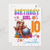 平和、愛、そしてバースデーの雰囲気 ヒッピーの女の子 ポストカード (正面/裏面)