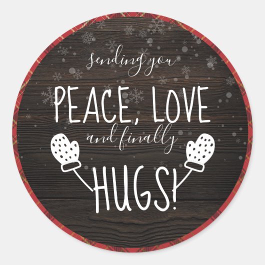 平和、愛、そして最終的な抱擁！素朴クリスマス2021 ラウンドシール (正面)