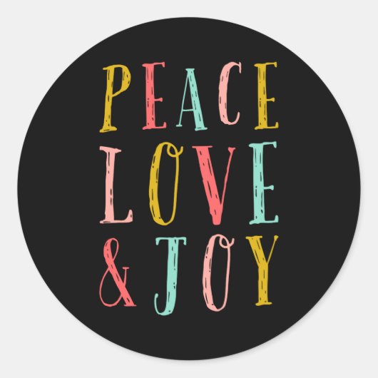 平和 愛 そして 喜び ファンシー ホリデー 幼児 ラウンドシール (正面)