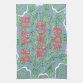 平和、愛、アフリカプリント キッチンタオル (縦)