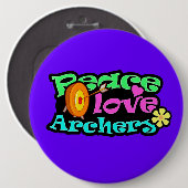 平和、愛、アーチェリー 缶バッジ (正面&裏面)
