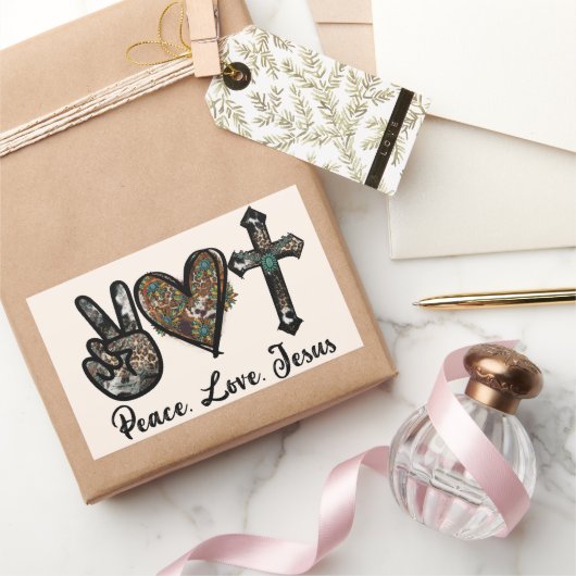 平和 – 愛 – イエス 長方形シール (ギフト)