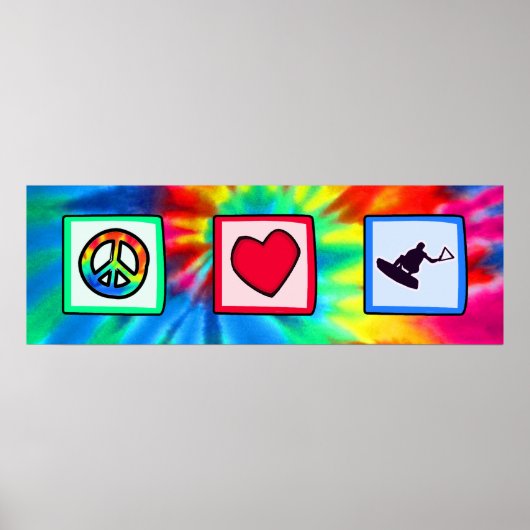 平和、愛、ウェイクボード ポスター (正面)