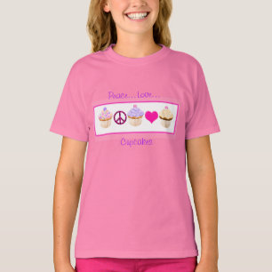 平和、愛、カップケーキ子供のTシャツ Tシャツ