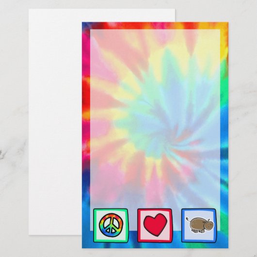 平和、愛、カバ 便箋 (正面/裏面)