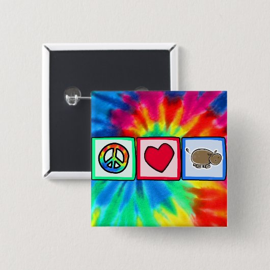 平和、愛、カバ 缶バッジ (正面&裏面)