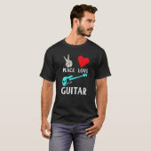 平和 愛 ギター ギタリスト ミュージック インストゥルメンタル Tシャツ (正面フル)