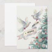 平和、愛、クリスマス、鳩と木 シーズンカード (正面/裏面)
