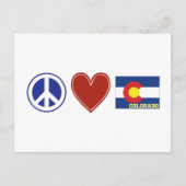 平和 愛 コロラド州 地図の形をした州旗 ポストカード (正面)