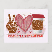 平和、愛、コーヒー ポストカード (正面)