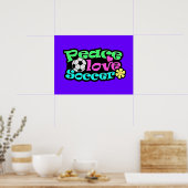 平和、愛、サッカー、レトロ ポスター (キッチン)