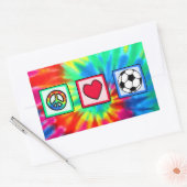 平和、愛、サッカー 長方形シール (封筒)