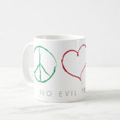 平和、愛、サルのマグカップ コーヒーマグカップ (正面左)