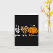 平和 愛 スケルトン 秋 かぼちゃ ヒョウ ハロウィン カード (黄色い花)