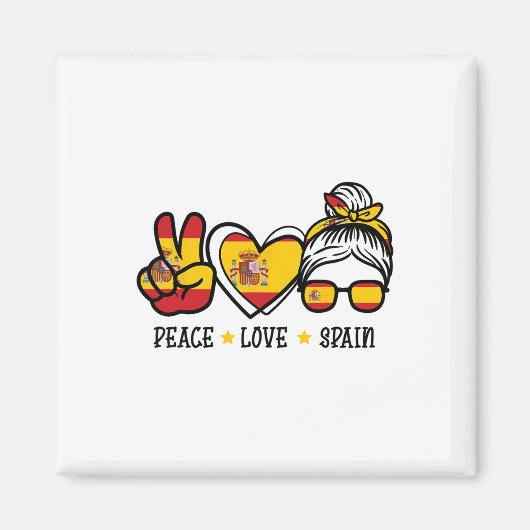 平和 愛 スペイン お団子 スペイン サッカー ファン 女性 マグネット (正面)