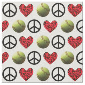 平和、愛、ソフトボールのデザイン ファブリック (クローズアップ)