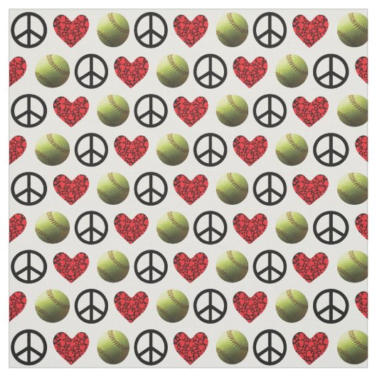 平和、愛、ソフトボールのデザイン ファブリック (見本)