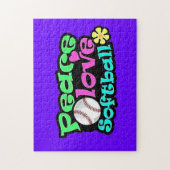 平和、愛、ソフトボール ジグソーパズル (縦)