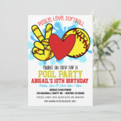 平和 愛 ソフトボール プールパーティー ご招待 招待状 (スタンド正面)