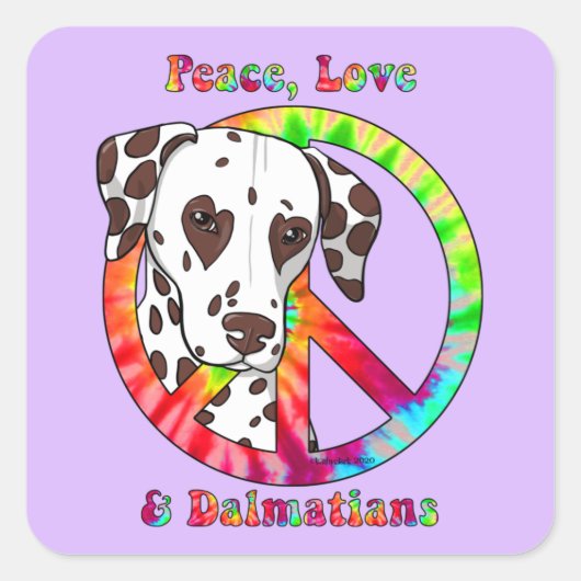 平和、愛、ダルマティア スクエアシール (正面)