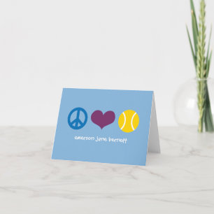 平和、愛、テニスの青 サンキューカード