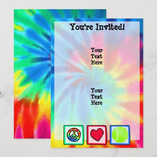 平和、愛、テニス 招待状 (正面/裏面)