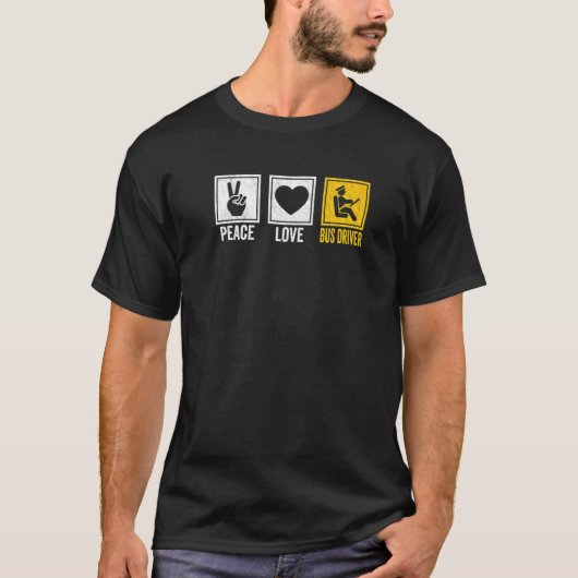 平和 愛 バス ドライバー スクールバス ドライバー 運転 Tシャツ (正面)